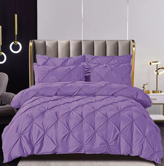 Lenjerie Bumbac Finetat Premium, Soft Touch, 6 Piese, cu Elastic si Pliuri Brodate, Lila-C11050