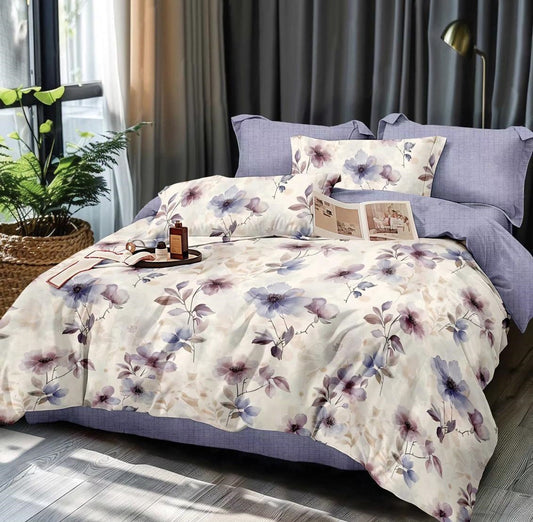 Lenjerie Pat Dublu din Finet, 6 Piese, Flori-D9134