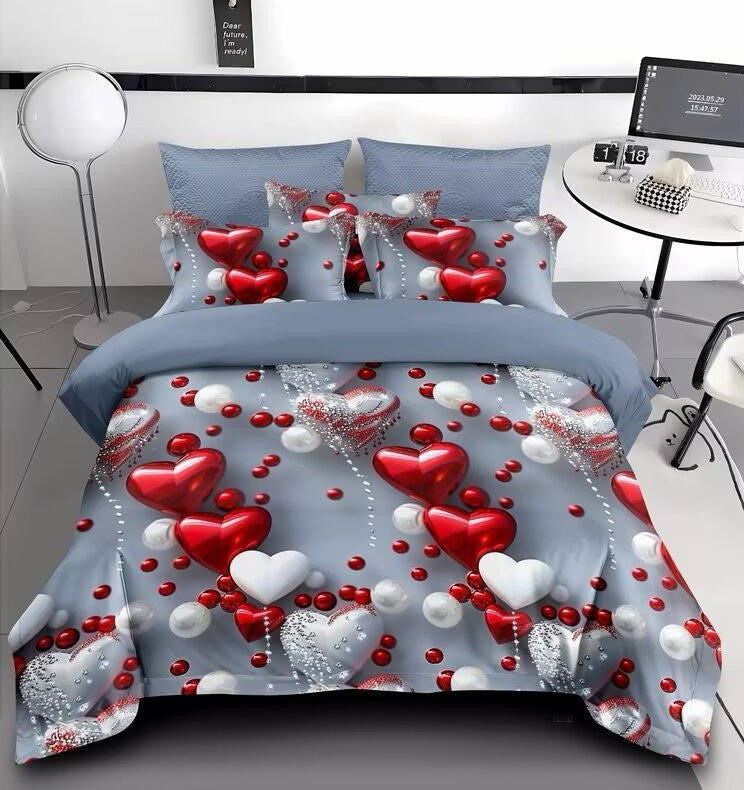 Lenjerie 5D Finet 6 Piese, cu Elastic, Imprimeu Identic cu Poza, Inimioare-D9521