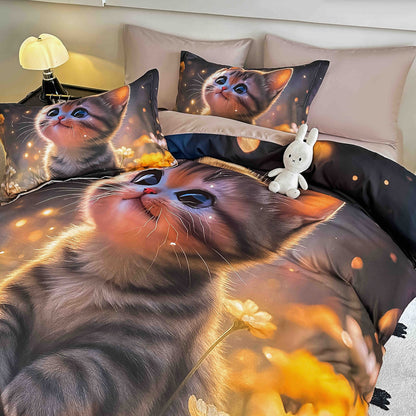 Lenjerie 5D Finet, 4 Piese, 1 Persoana, cu Elastic, Imprimeu Digital Identic cu Poza-C9812