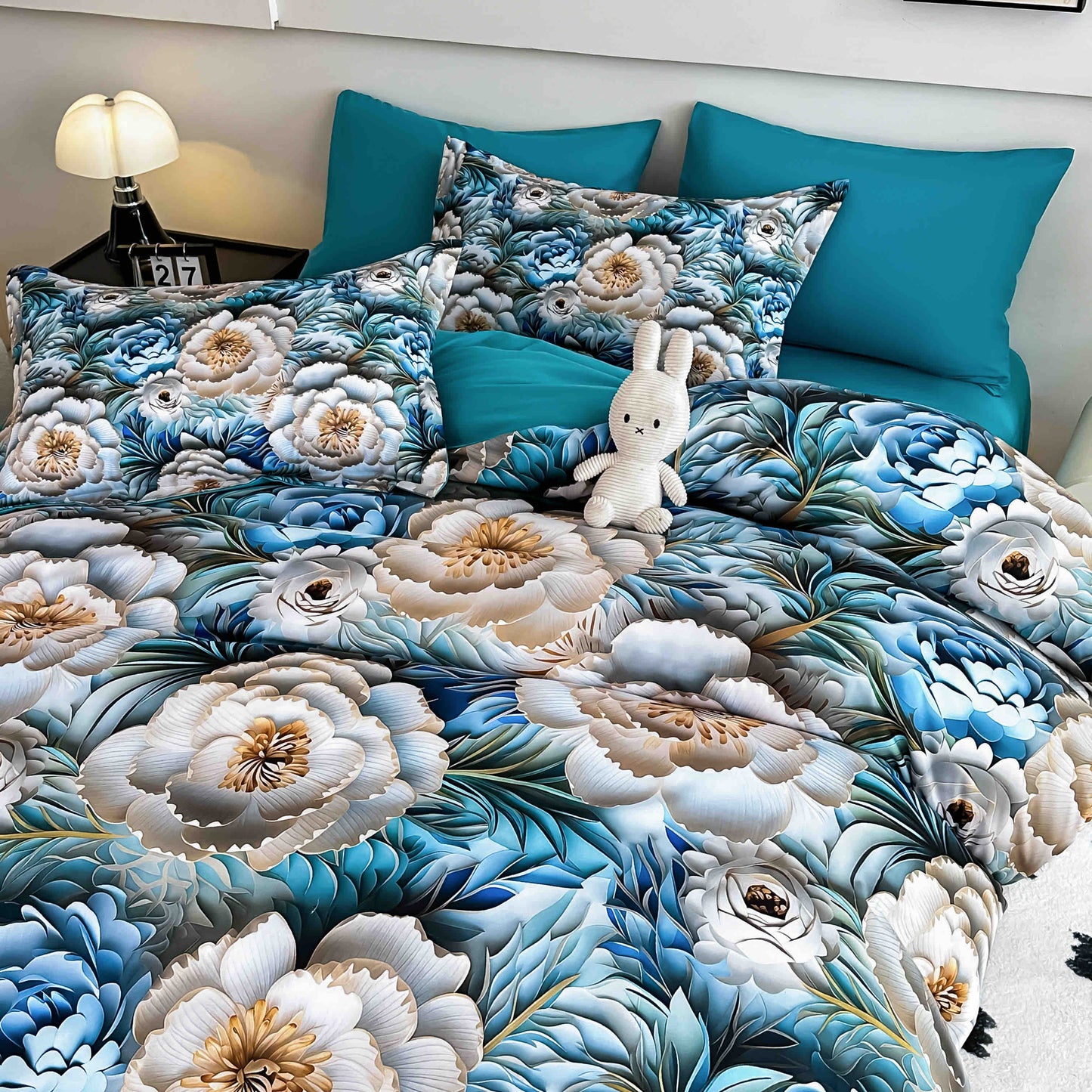 Lenjerie 5D Finet, 4 Piese, 1 Persoana, cu Elastic, Imprimeu Digital Identic cu Poza-C9810