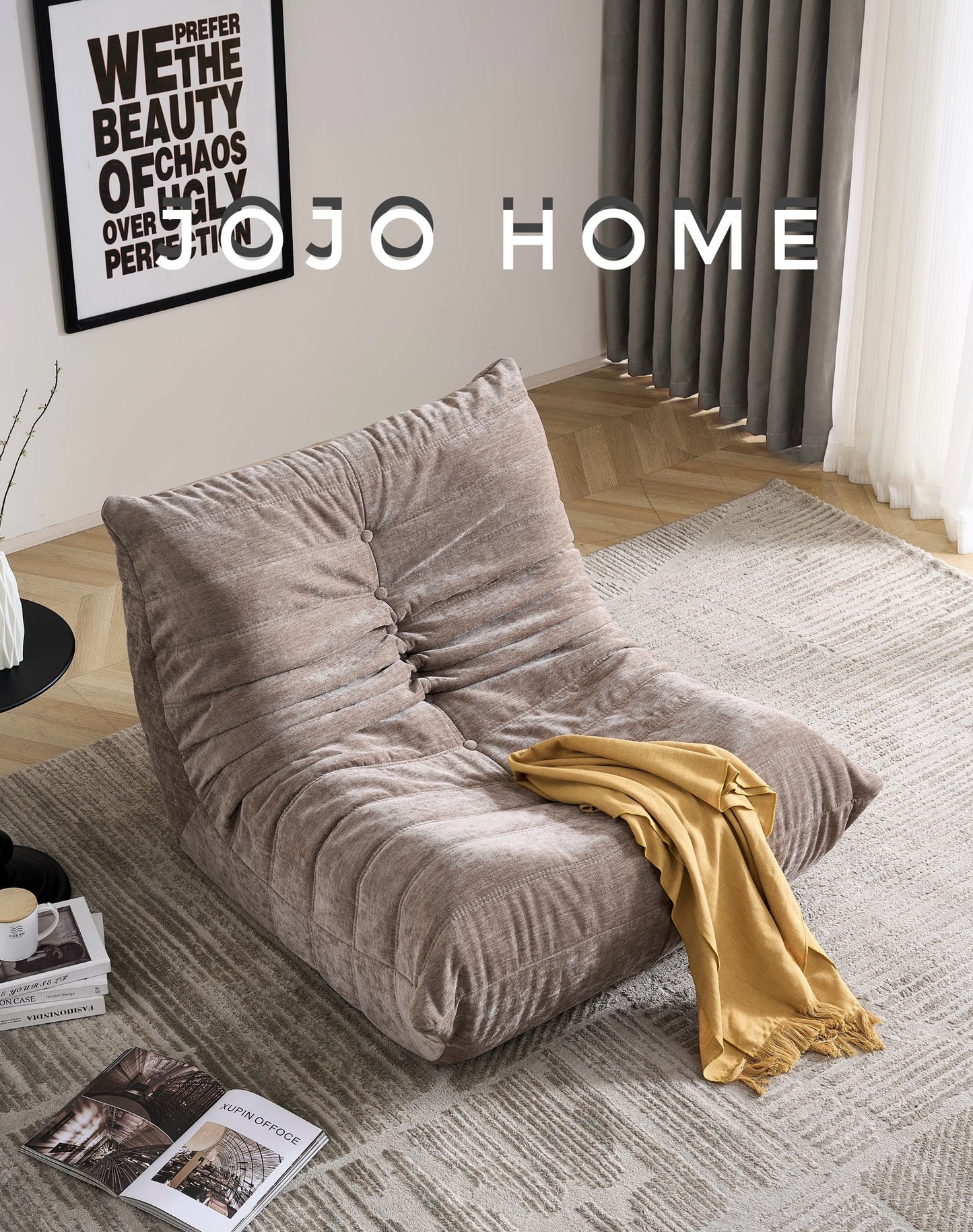 Fotoliu Premium Belluno, cu Susținere Ergonomică, Catifea, Bej