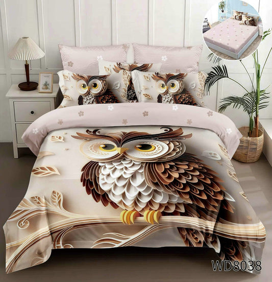 Lenjerie 5D Finet 4 Piese, cu Elastic, Imprimeu Identic cu Poza, Bufnita-P10208