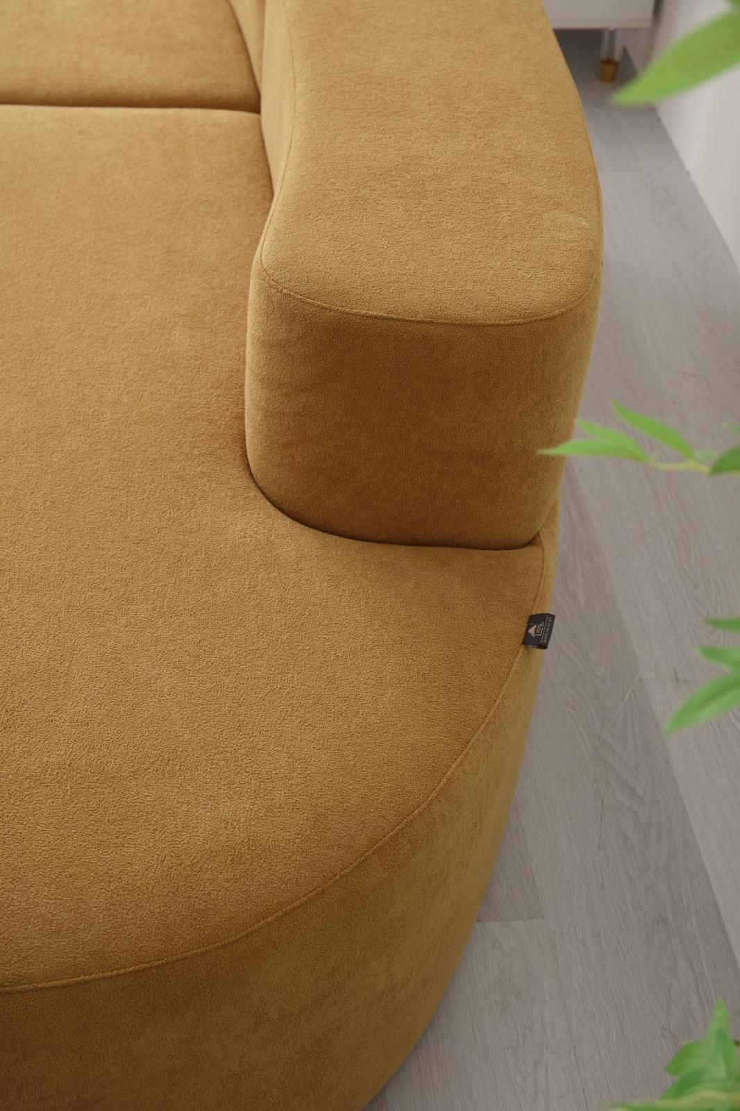 Canapea Premium Veloria, cu Susținere Ergonomică HD Foam, Catifea, Mustar-C9473