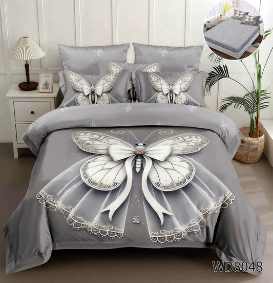 Lenjerie 5D Finet 4 Piese, cu Elastic, Imprimeu Identic cu Poza, Fluture-P8978