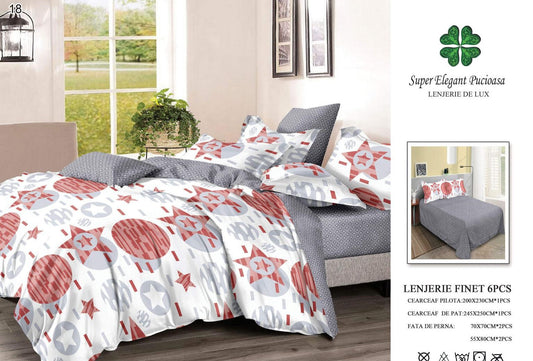 Lenjerie Pat Dublu din Finet, 6 Piese, Stelute-SEP9076