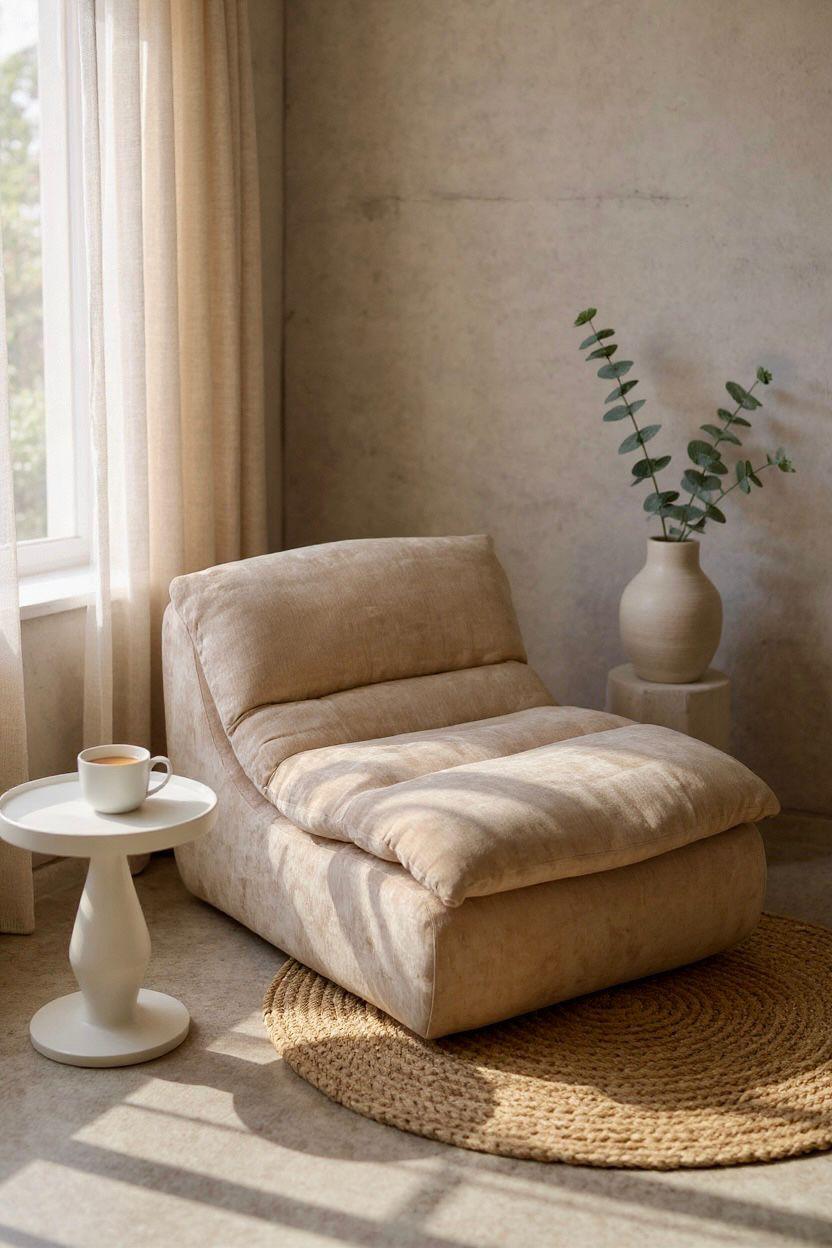 Fotoliu Premium Aveline, cu Sustinere Ergonomica HD Foam, Catifea, Bej-C10005