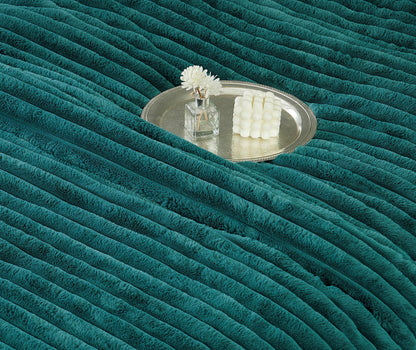 Lenjerie Pat cu Pilota Inclusa, Blanita Iepure Artificiala, Cearceaf de Pat Cu Elastic, 6 Piese, Verde-C9800