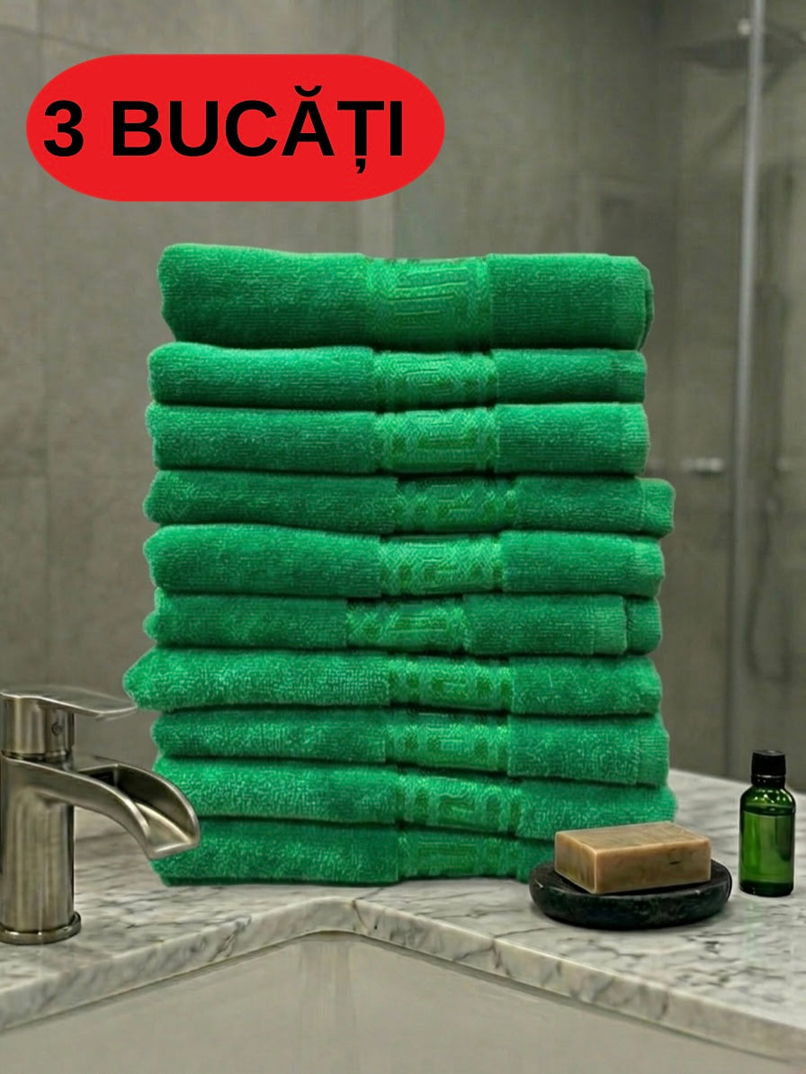 Set 3 Prosoape Baie, Bumbac 100%, 50x90cm, Verde-ZP06