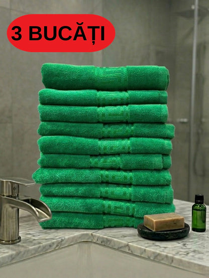 Set 3 Prosoape Baie, Bumbac 100%, 50x90cm, Verde-ZP06