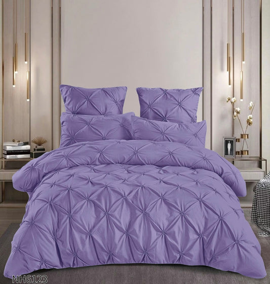 Lenjerie Finet Premium Soft Touch, 6 Piese, cu Elastic si Pliuri Brodate, Mov-P10447