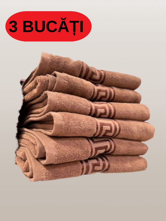 Set 3 Prosoape Baie, Bumbac 100%, 50x90cm, Maro-ZP03
