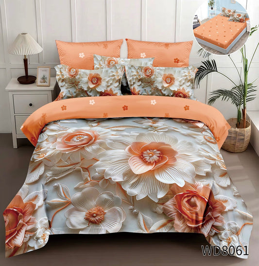 Lenjerie 5D Finet 4 Piese, cu Elastic, Imprimeu Identic cu Poza, Floricele-P10380