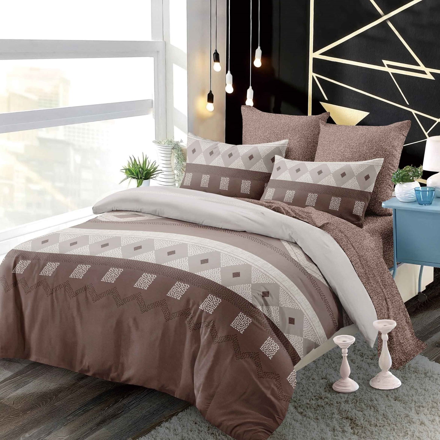 Lenjerie Pat Dublu din Finet Superior, 6 Piese, cu Elastic-P9379