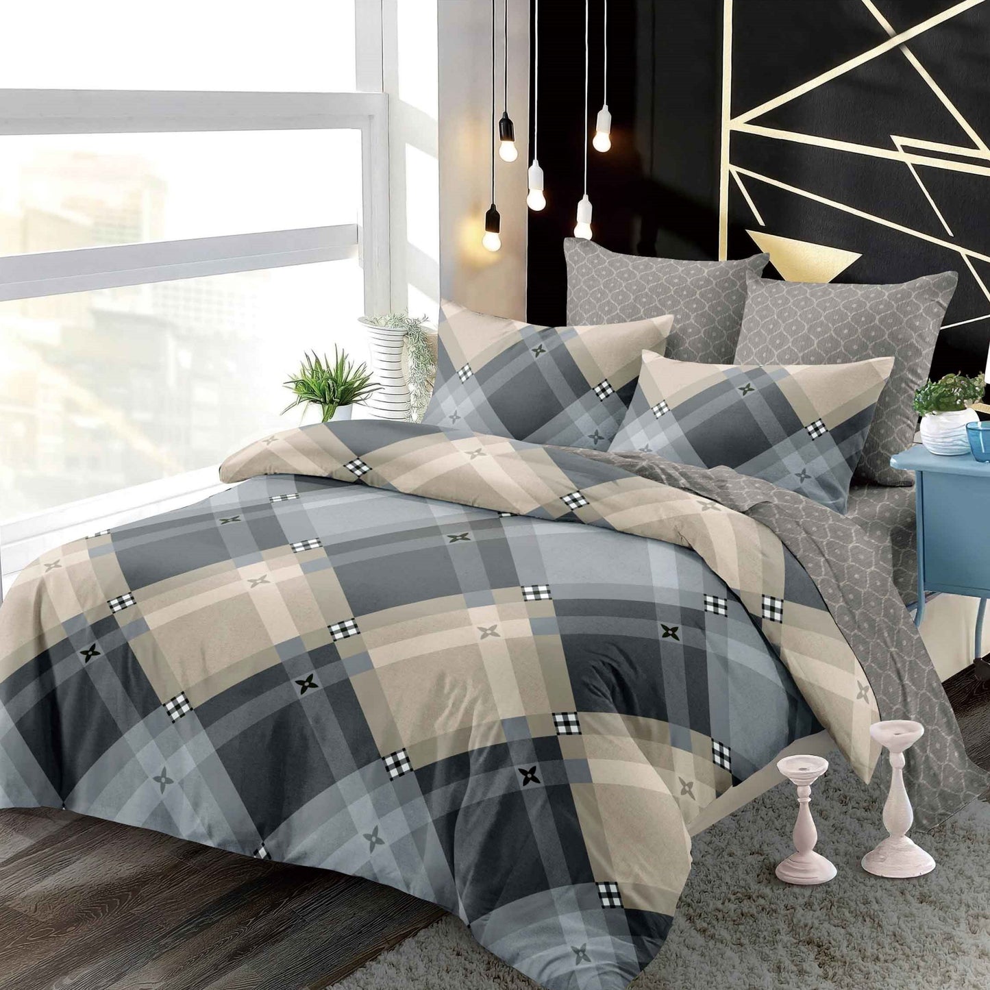 Lenjerie Pat Dublu din Finet Superior, 6 Piese, cu Elastic-P9380