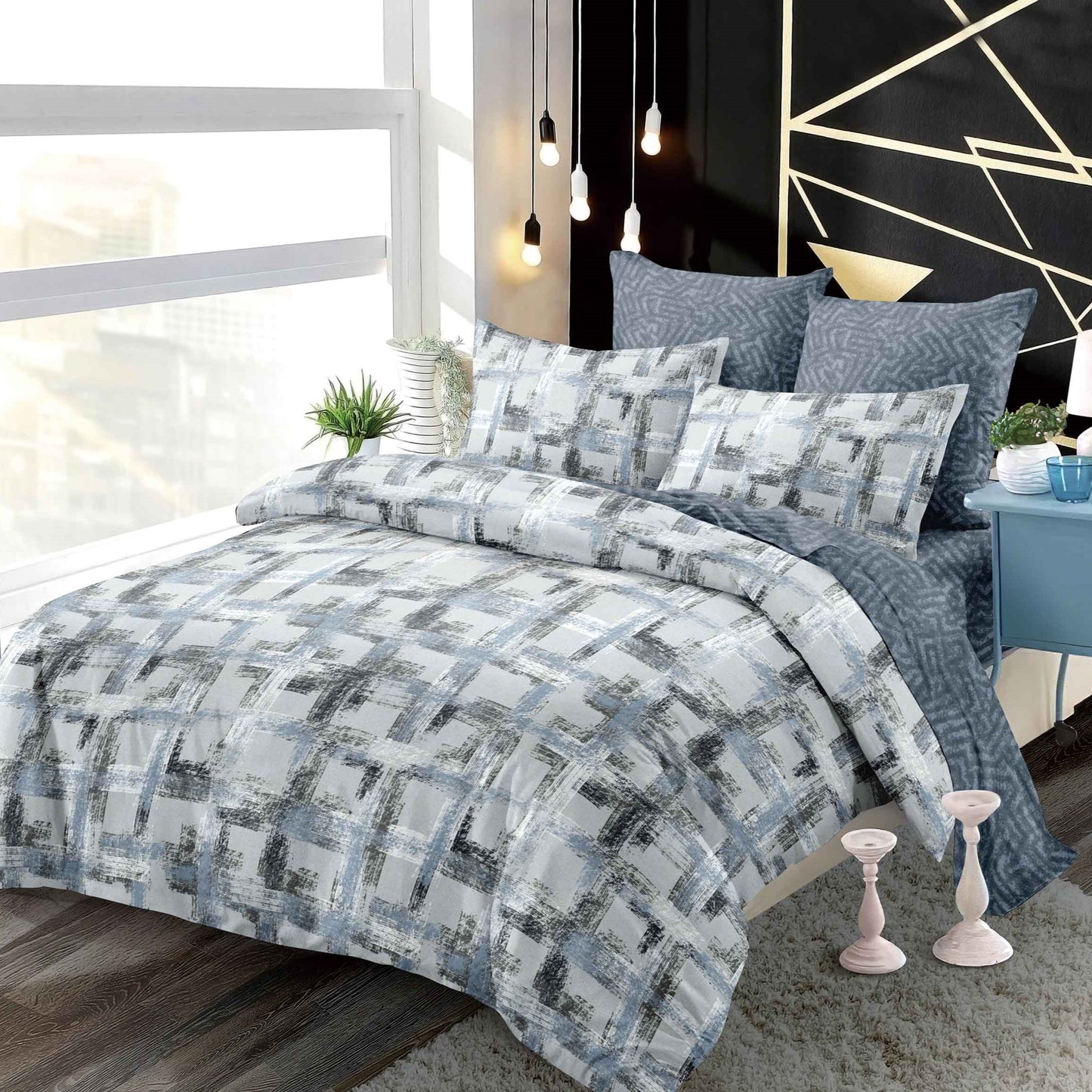 Lenjerie Pat Dublu din Finet Superior, 6 Piese, cu Elastic-P9381