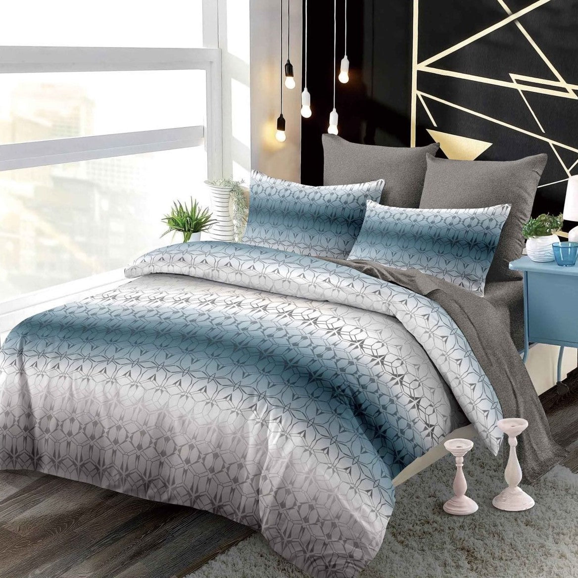 Lenjerie Pat Dublu din Finet Superior, 6 Piese, cu Elastic-P9391