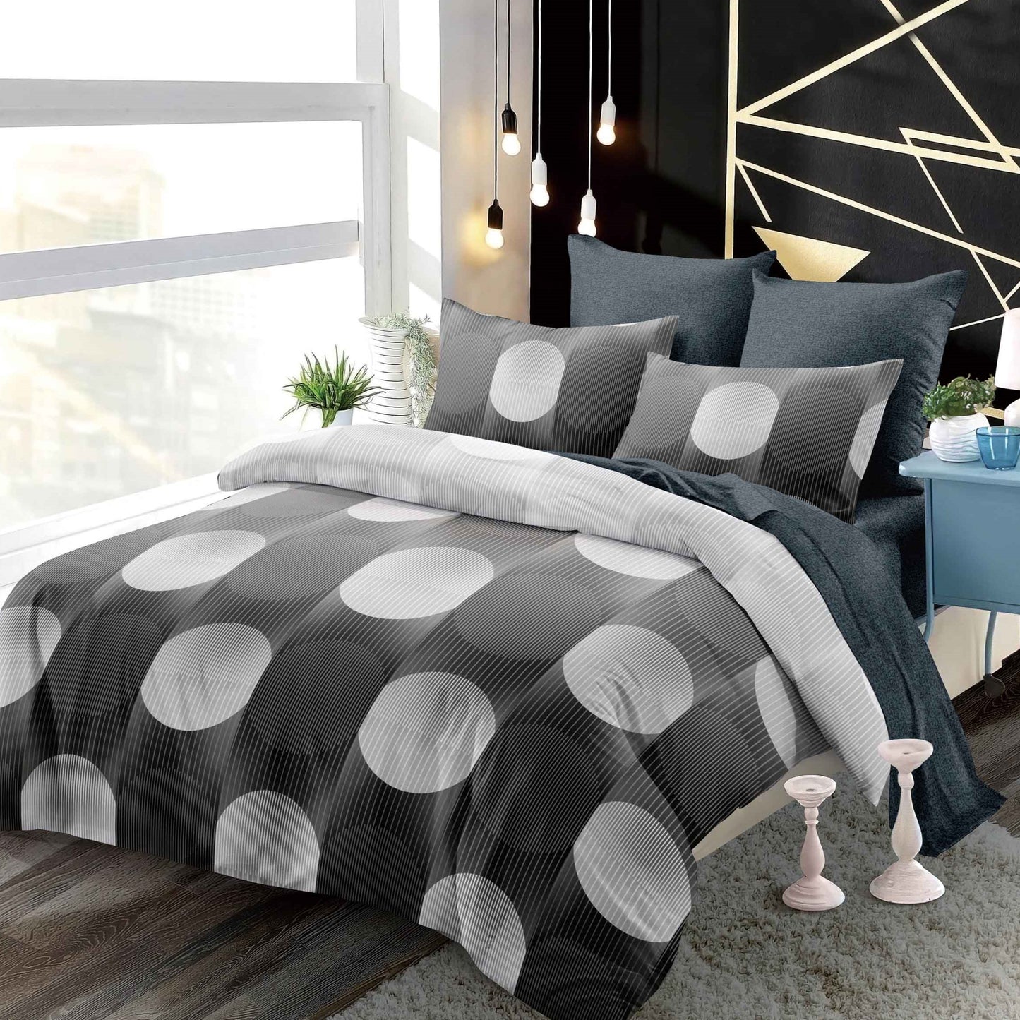 Lenjerie Pat Dublu din Finet Superior, 6 Piese, cu Elastic-P9392