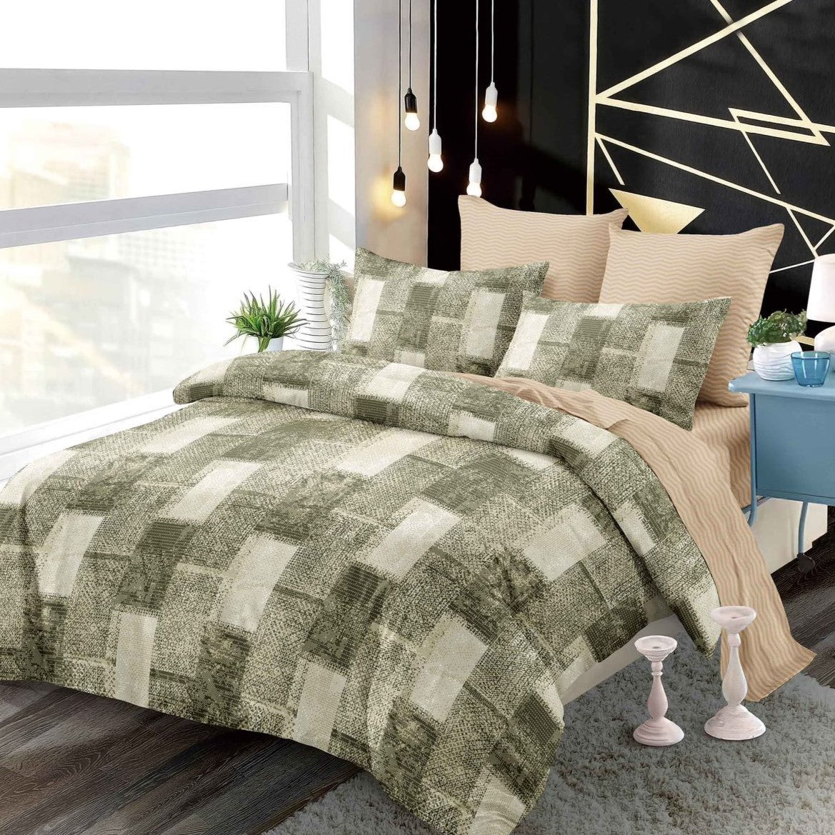 Lenjerie Pat Dublu din Finet Superior, 6 Piese, cu Elastic-P9400