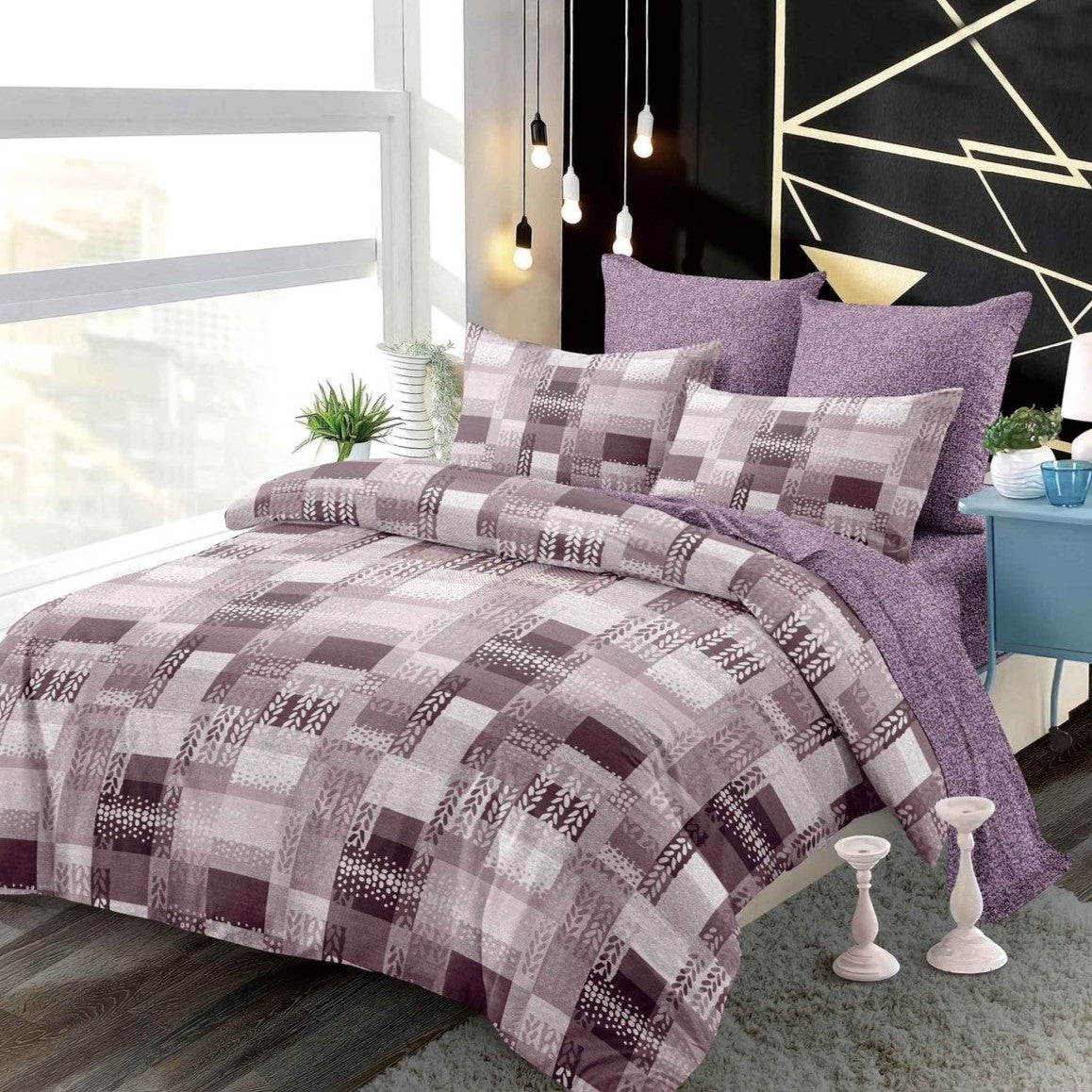 Lenjerie Pat Dublu din Finet Superior, 6 Piese, cu Elastic-P9409