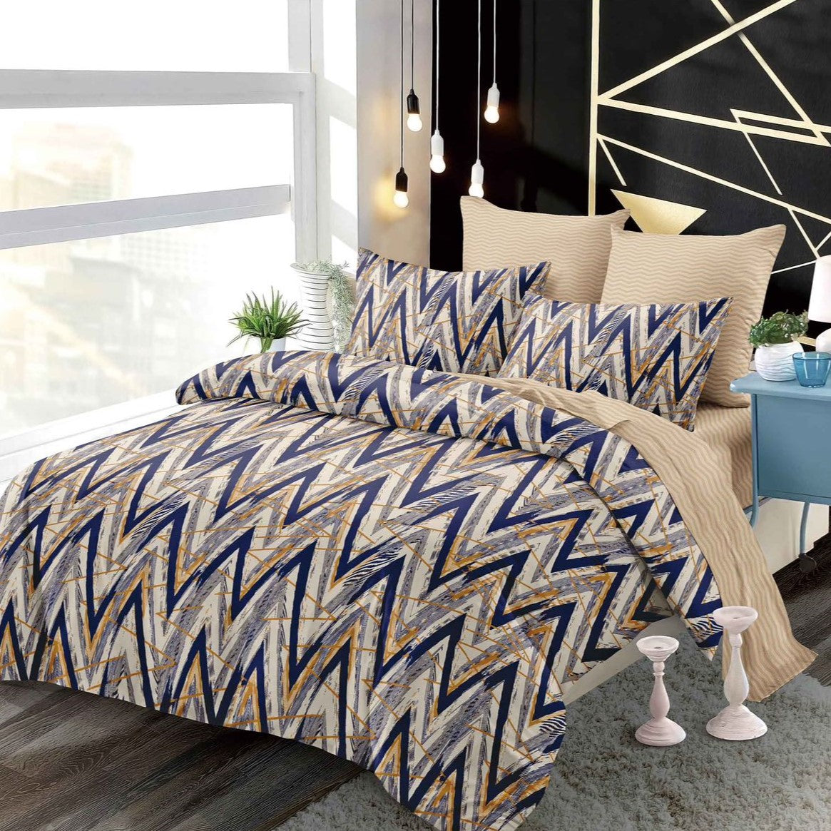 Lenjerie Pat Dublu din Finet Superior, 6 Piese, cu Elastic-P9410