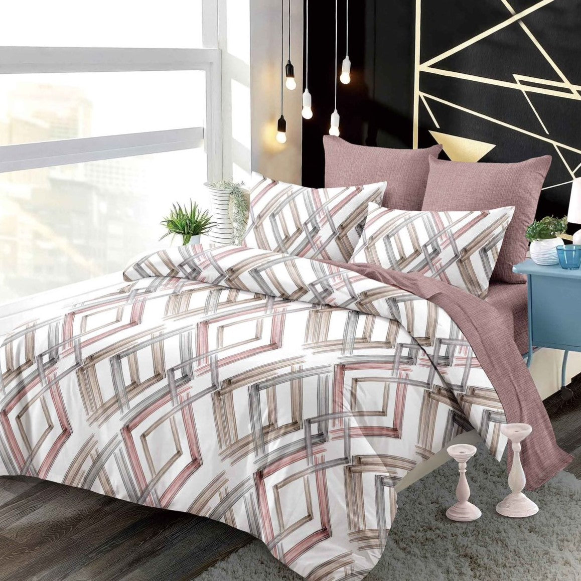 Lenjerie Pat Dublu din Finet Superior, 6 Piese, cu Elastic-P9415