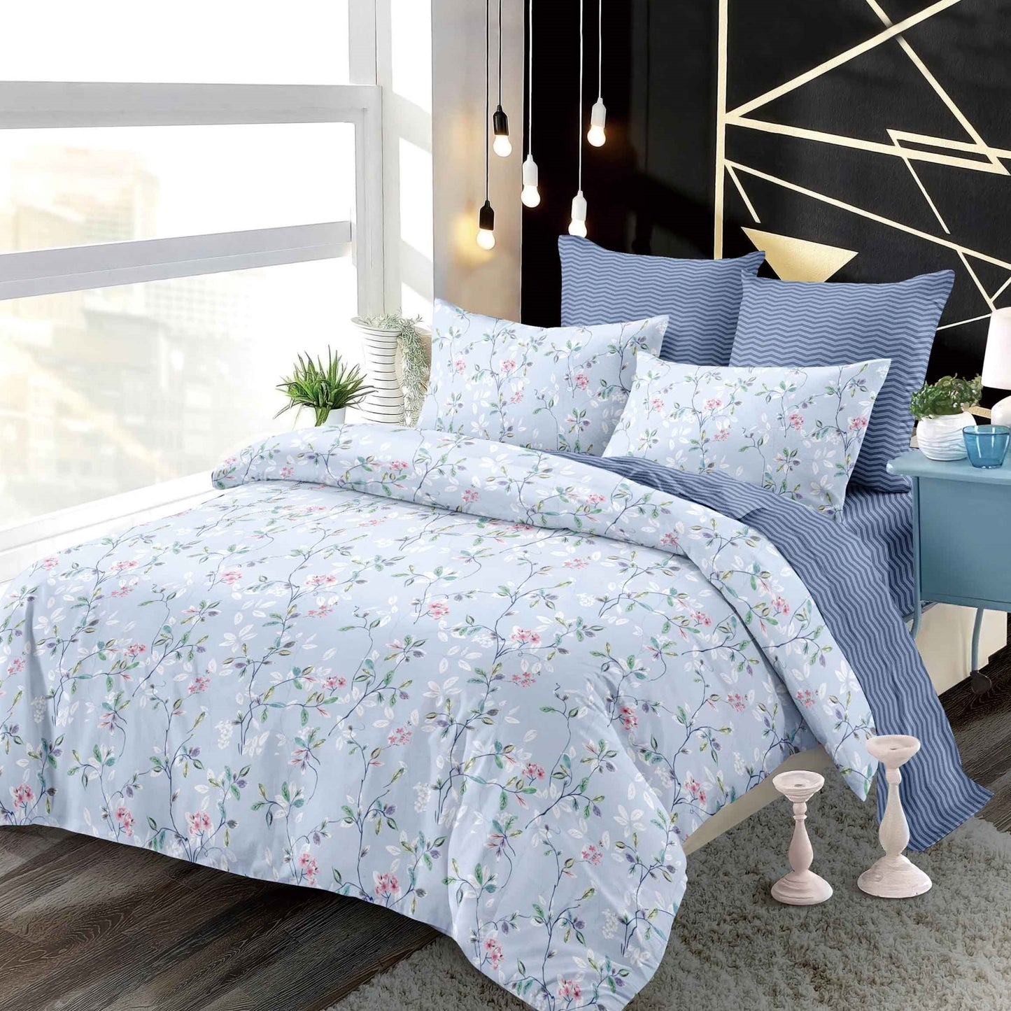 Lenjerie Pat Dublu din Finet Superior, 6 Piese, cu Elastic-P9417