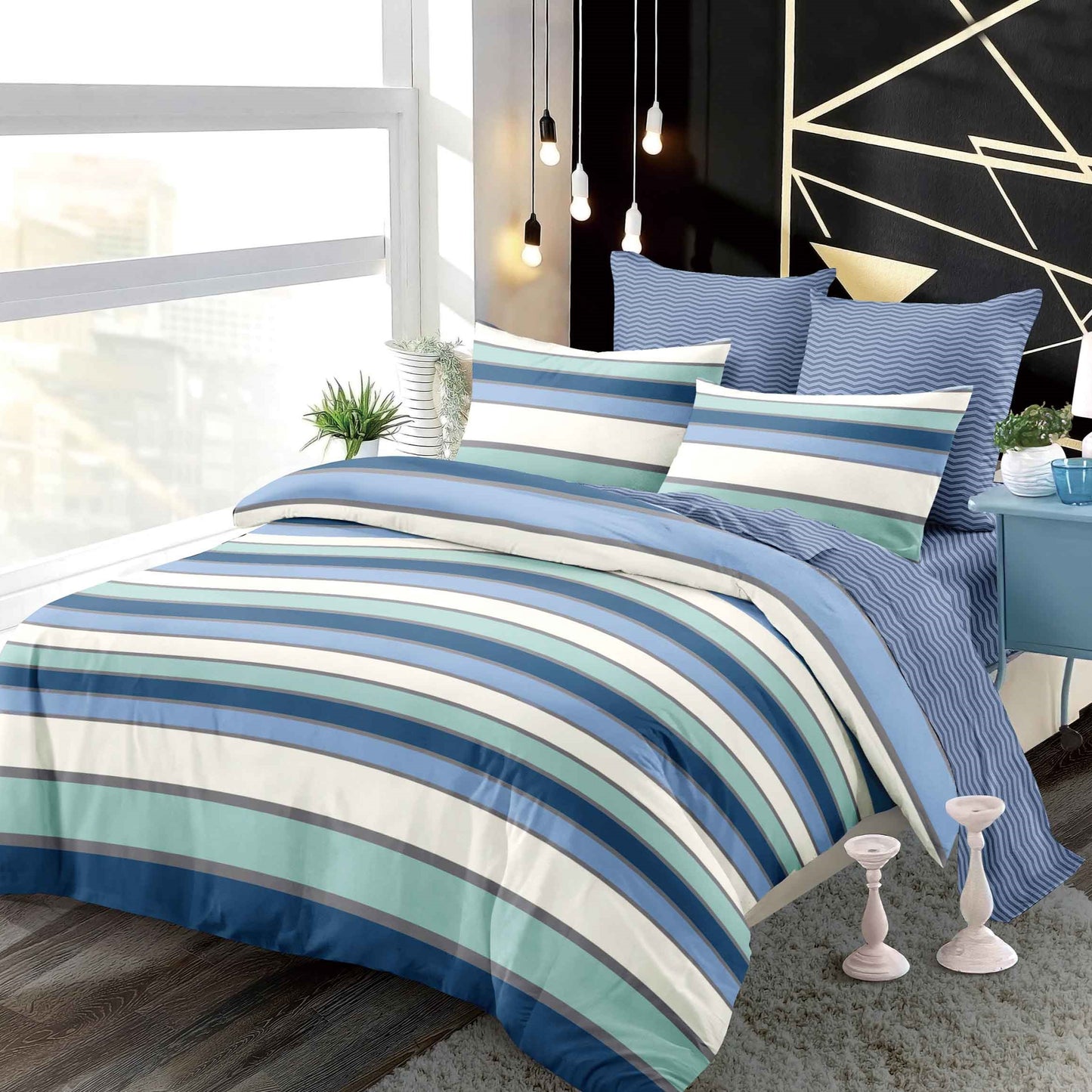 Lenjerie Pat Dublu din Finet Superior, 6 Piese, cu Elastic-P9418