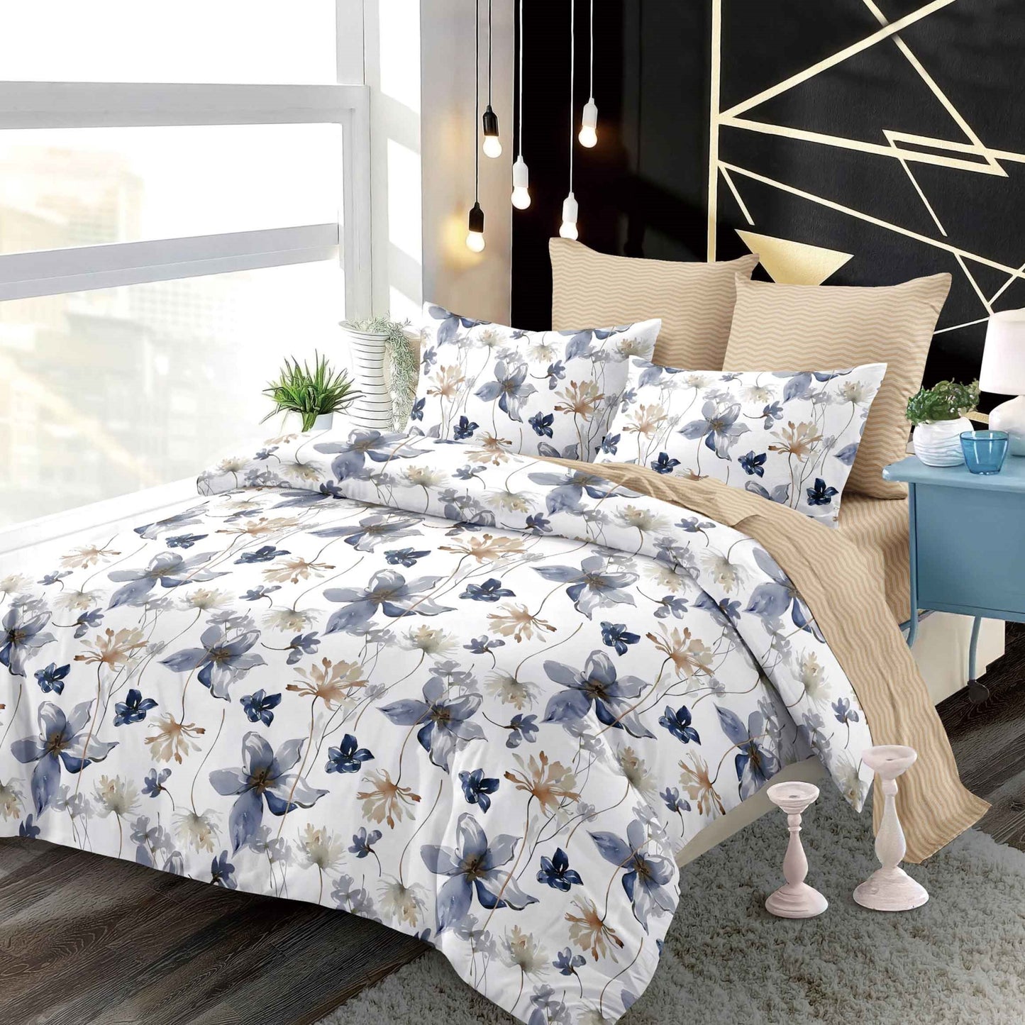 Lenjerie Pat Dublu din Finet Superior, 6 Piese, cu Elastic-P9420