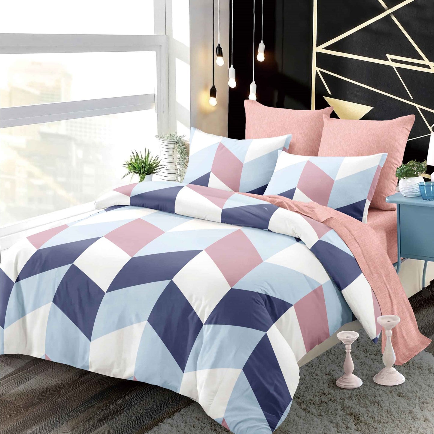 Lenjerie Pat Dublu din Finet Superior, 6 Piese, cu Elastic-P9422