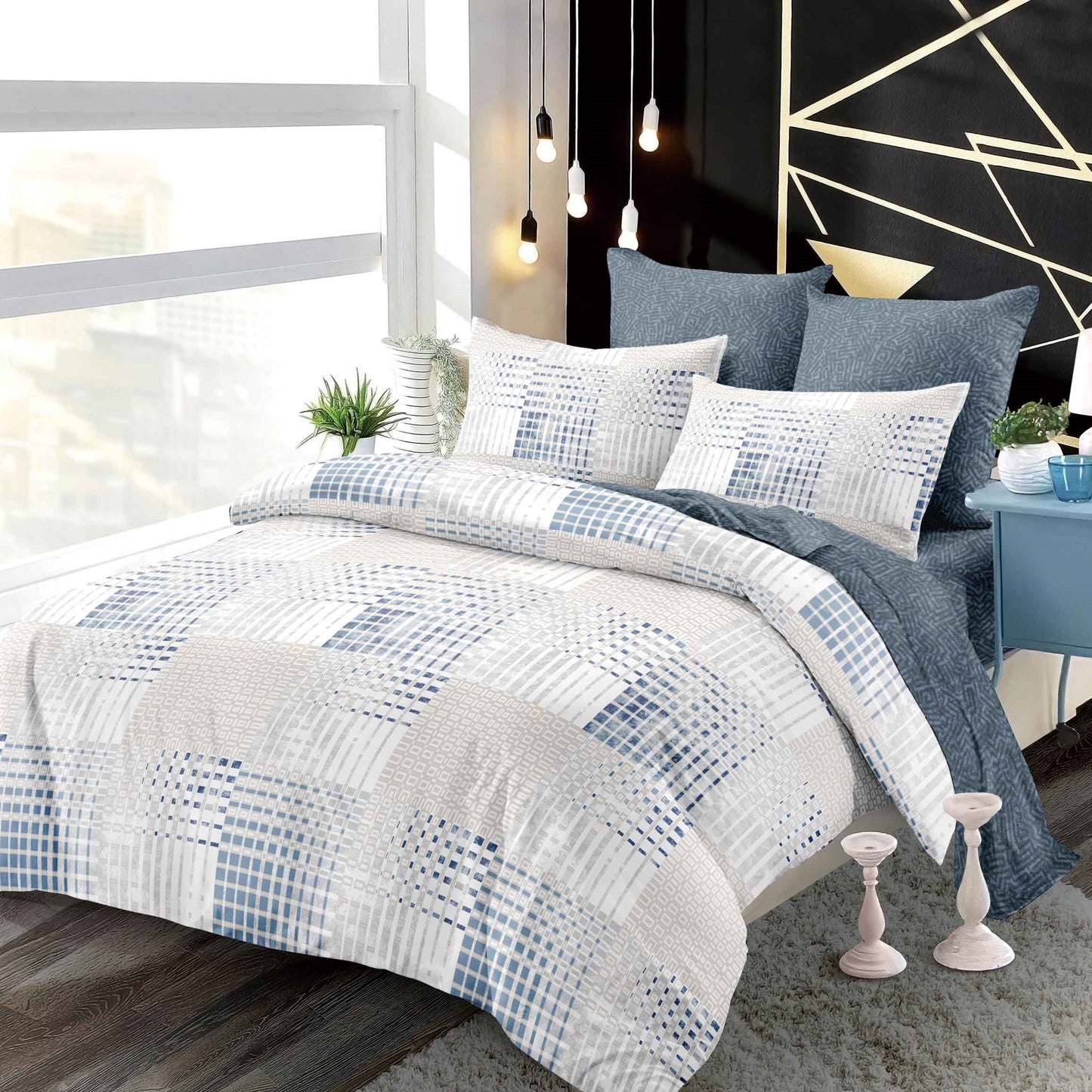 Lenjerie Pat Dublu din Finet Superior, 6 Piese, cu Elastic-P9428