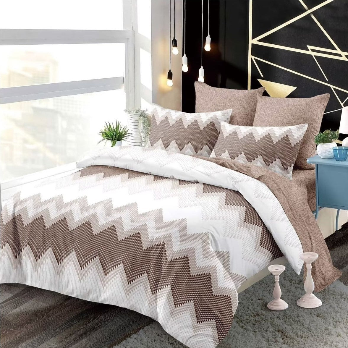 Lenjerie Pat Dublu din Finet Superior, 6 Piese, cu Elastic-P9364