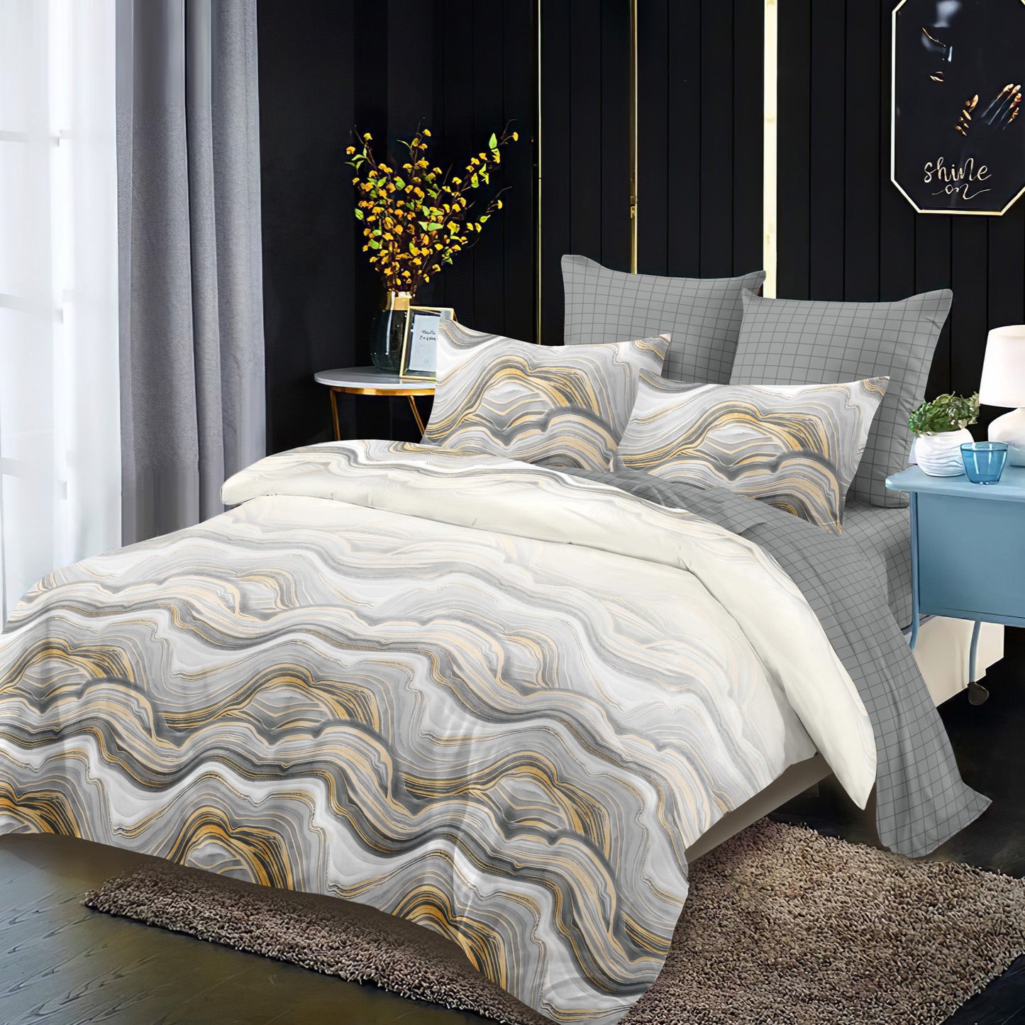 Lenjerie Pat Dublu din Finet Superior, 6 Piese, cu Elastic-P9370