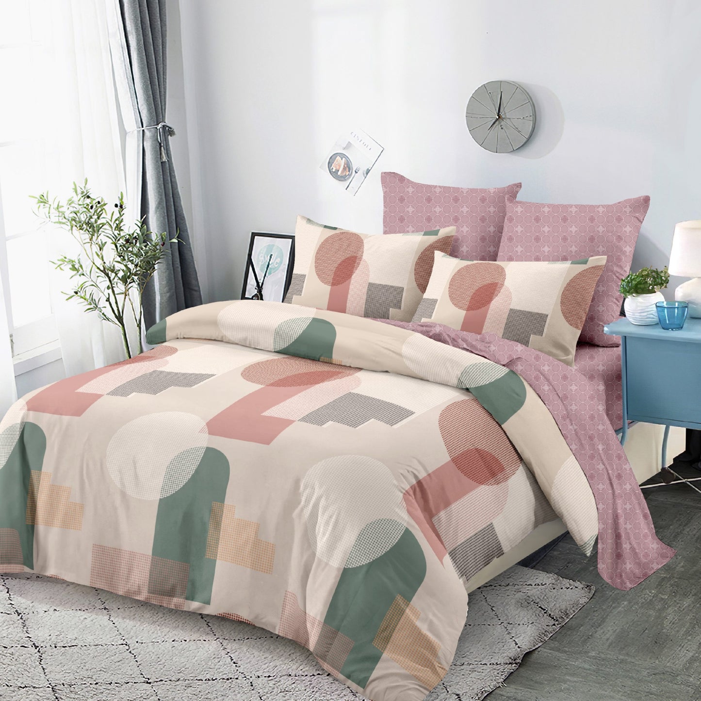 Lenjerie Pat Dublu din Finet Superior, 6 Piese, cu Elastic-P9431