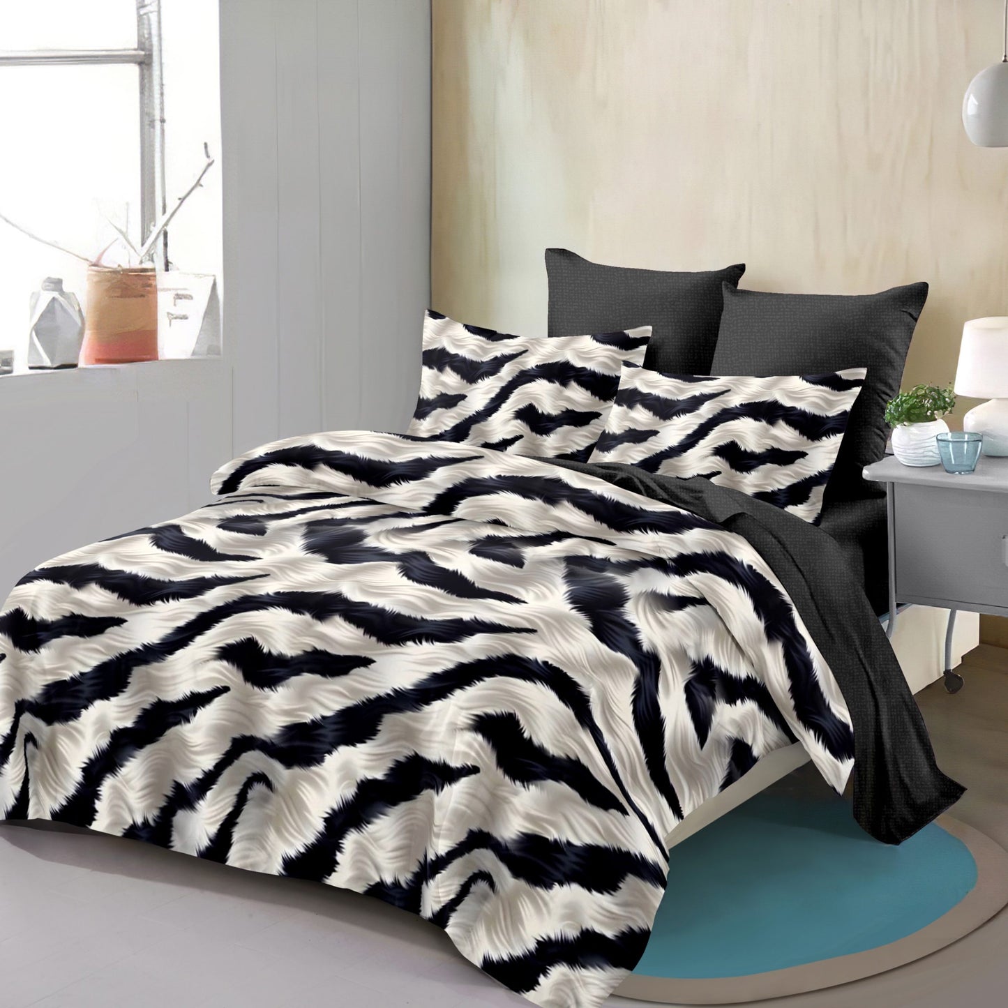 Lenjerie Pat Dublu din Finet Superior, 6 Piese, cu Elastic-P9441