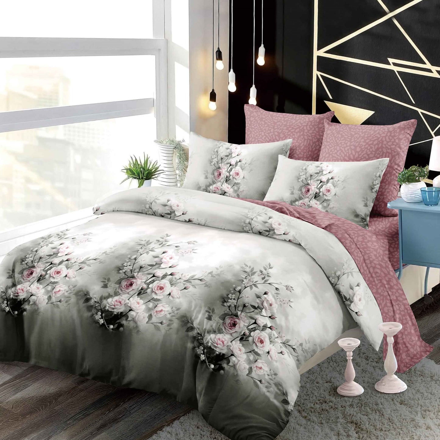 Lenjerie Pat Dublu din Finet Superior, 6 Piese, cu Elastic-P9445