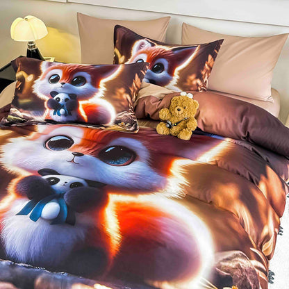 Lenjerie 5D Finet, 4 Piese, 1 Persoana, cu Elastic, Imprimeu Digital Identic cu Poza-C9783