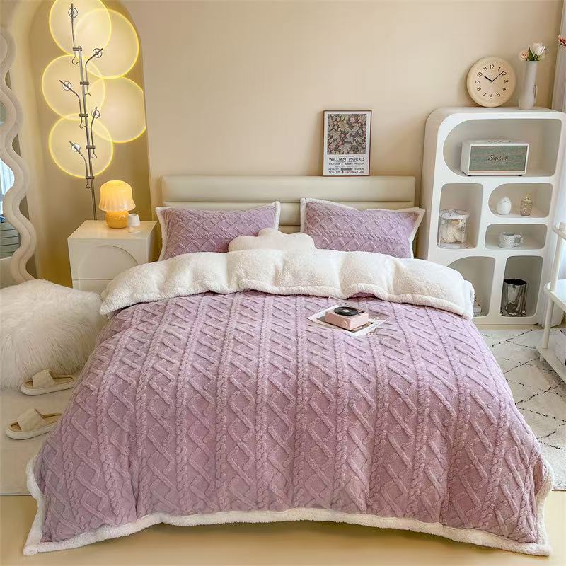 Lenjerie Cocolino Tip Tricot, cu Blanita Pe Spate, 4 Piese, Lila-V10308