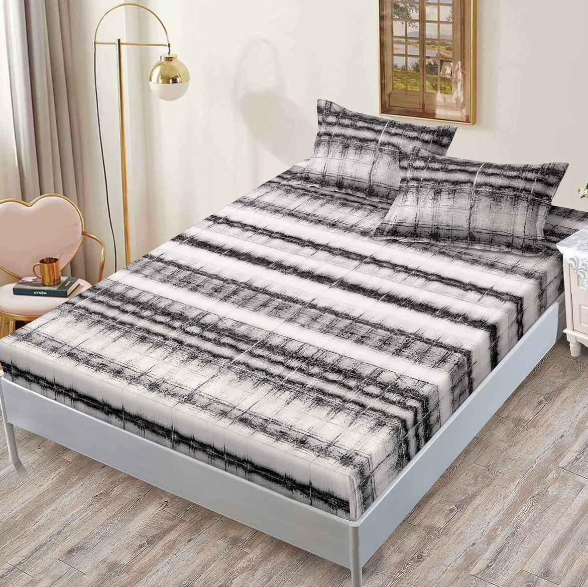 Husa de Pat cu Elastic, din Finet, 160x200cm+2 Fete de Perna-P10265