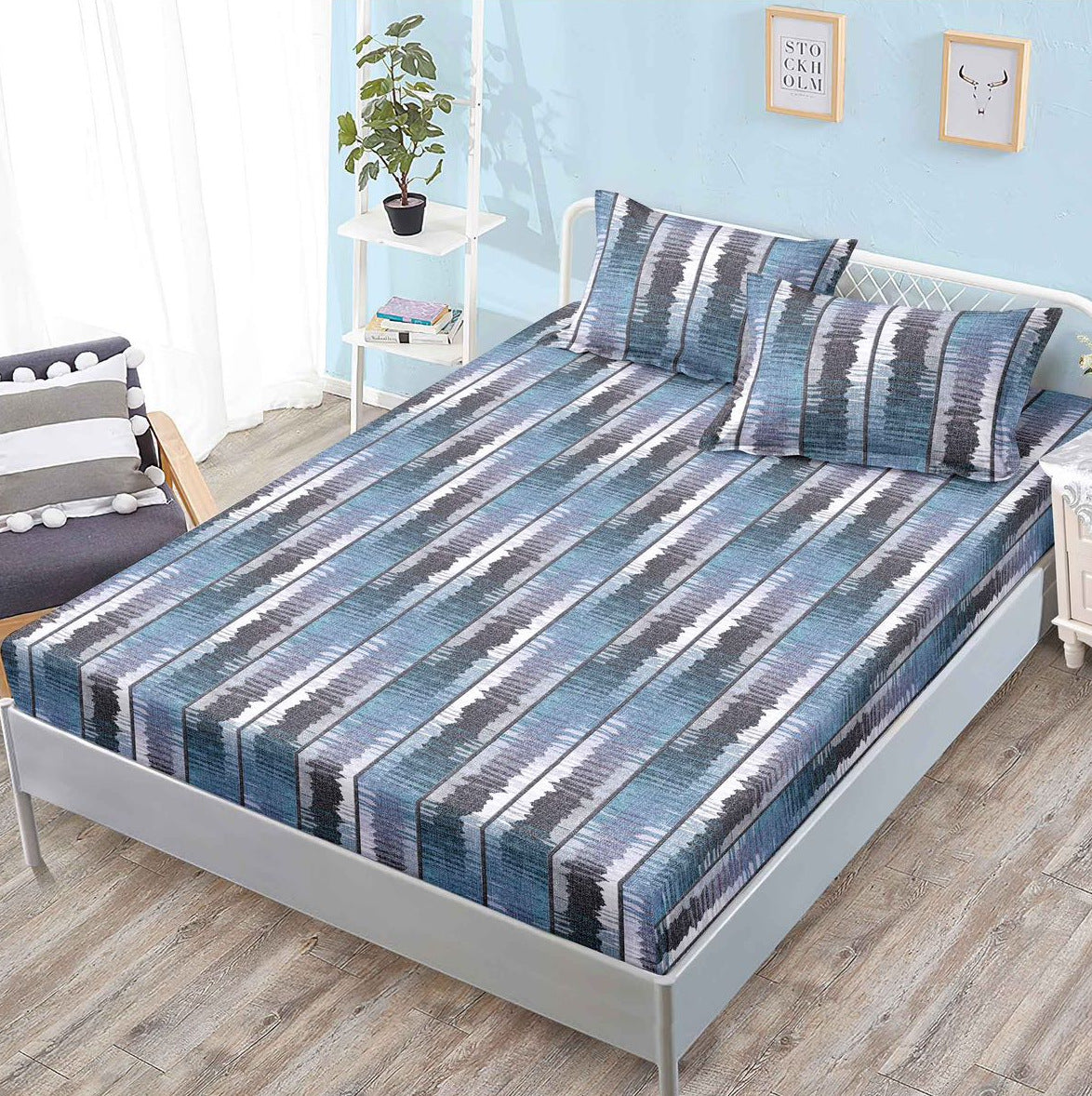 Husa de Pat cu Elastic, din Finet, 160x200cm+2 Fete de Perna-P10266