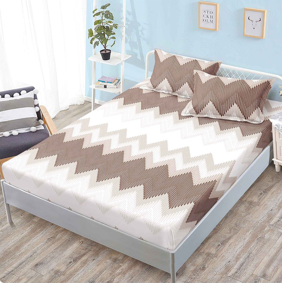 Husa de Pat cu Elastic, din Finet, 160x200cm+2 Fete de Perna-P10267