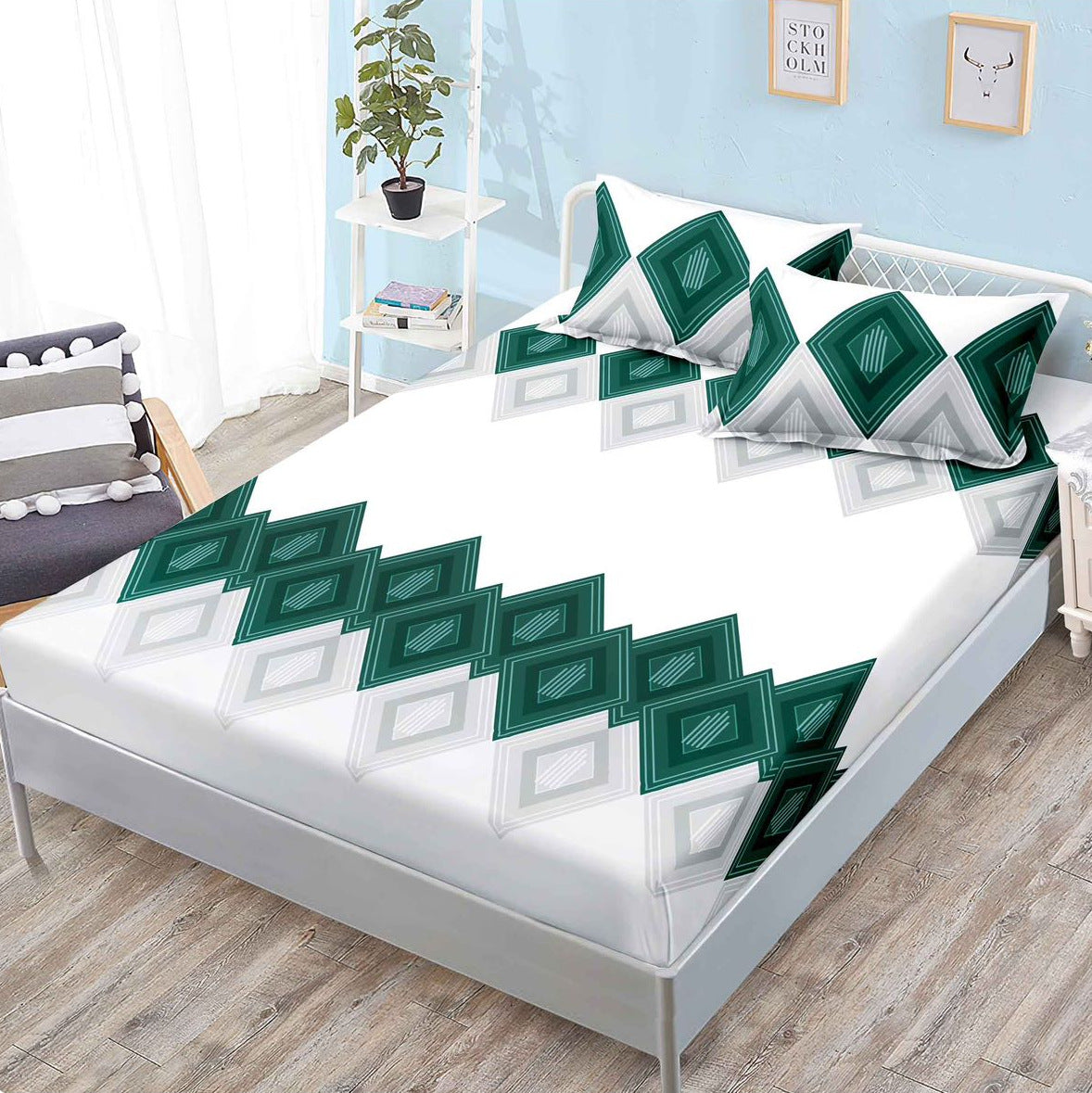 Husa de Pat cu Elastic, din Finet, 160x200cm+2 Fete de Perna-P10270