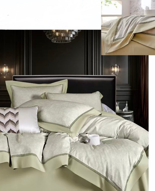 Lenjerie Luxury din Bumbac Satinat Premium, 4 Piese, Olive-CF10298