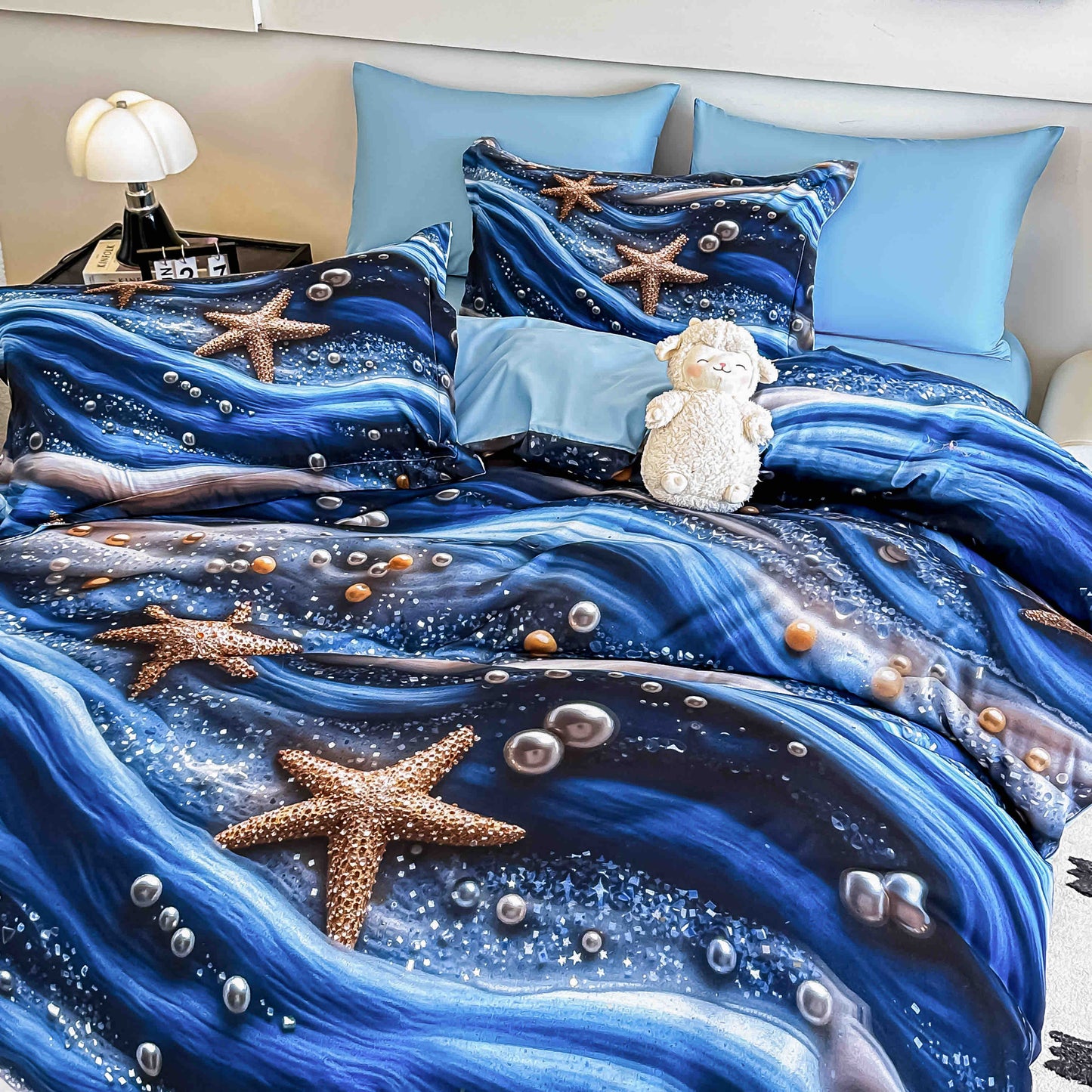 Lenjerie 5D Finet, 4 Piese, 1 Persoana, cu Elastic, Imprimeu Digital Identic cu Poza-C9785