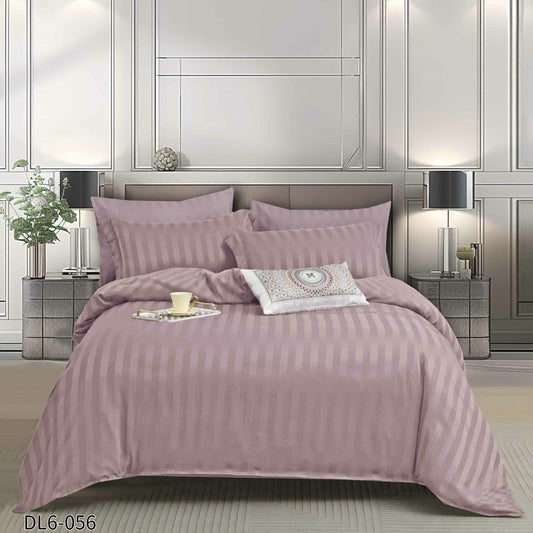 Lenjerie Damasc Finetat Deluxe, 6 Piese cu Elastic, Lila-P10234