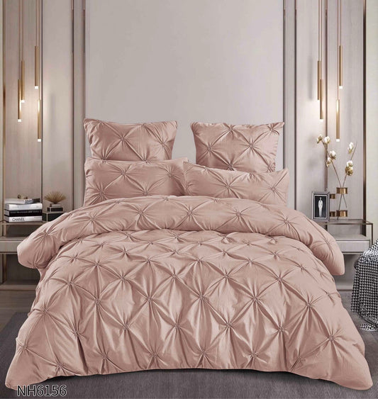 Lenjerie Finet Premium Soft Touch, 6 Piese, cu Elastic si Pliuri Brodate, Pudra-P10451