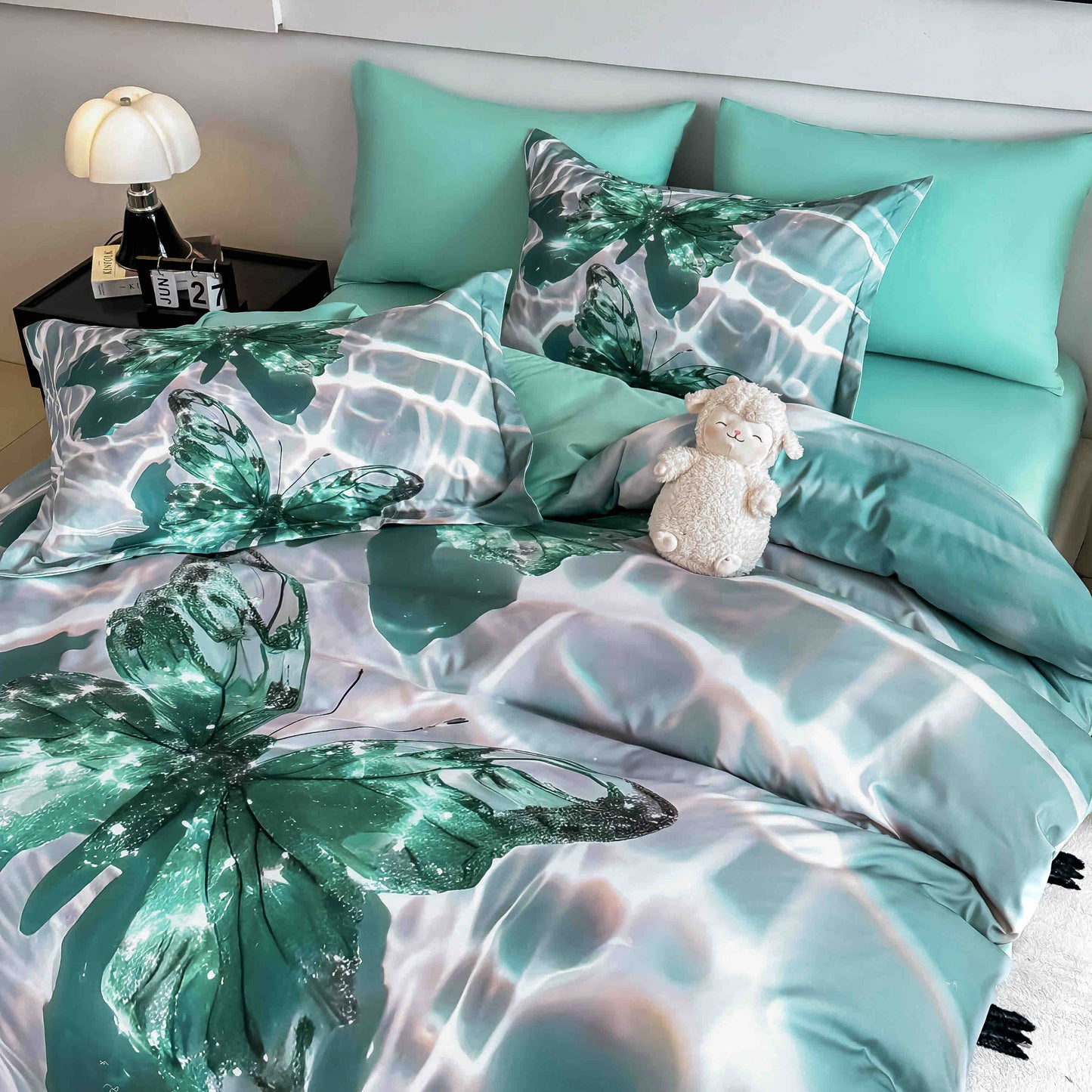 Lenjerie 5D Finet, 4 Piese, 1 Persoana, cu Elastic, Imprimeu Digital Identic cu Poza-C9789