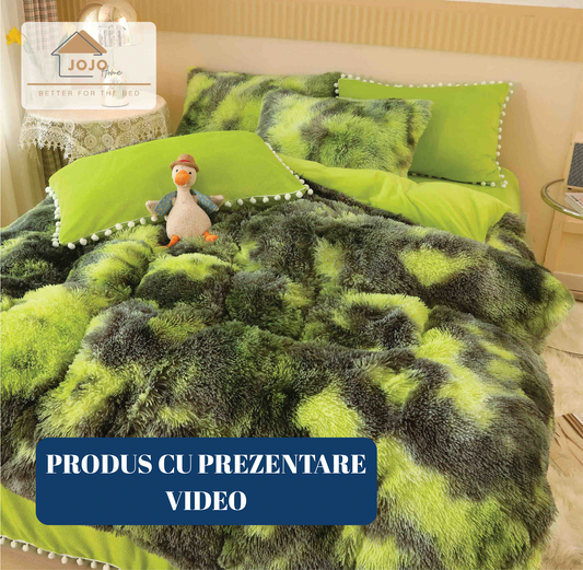 Lenjerie Cocolino Fluffy, Pufoasa, cu Ciucuri, 6 Piese, Multicolor-C4541