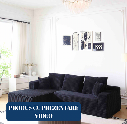 Coltar Premium Saphyra, cu Susținere Ergonomică HD Foam, Catifea Reiata, Negru-C9479