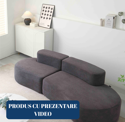 Canapea Premium Veloria, cu Susținere Ergonomică HD Foam, Catifea, Gri-C9472